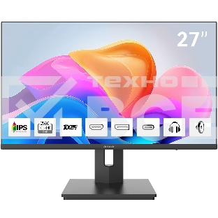 Монитор 27' Aiwa MQ275A IPS 2560x1440, 100 Гц, 4 мс, 16:9, 300 кд/м², HDMI 2.0, DP 1.2, USB-C (15 Вт), 3.5 Jack, динамики (2x3 Вт), FreeSync, G-Sync, черный