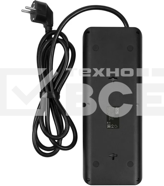 Сетевой фильтр Powercom SP-10 USB2A1СB 3,0 м 3.0м (10 розеток) черный, коробка