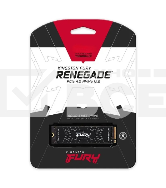 Накопитель SSD M.2280 4TBGB Kingston FURY Renegade Client SSD SFYRS/4000G PCIe 4.0 NVMe, 7300/7000, IOPS 1000/1000K, MTBF 1.8M, 3D TLC,  4000TBW, 0.55DWPD, with Heat Spreader (5 лет), RTL
