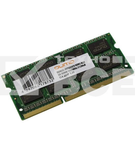 Оперативная память QUMO, DDR3, 8GB (1x8GB), 1333MHz, CL9, SO-DIMM