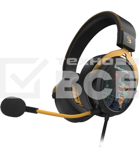 Наушники с микрофоном A4Tech Bloody M595 Renegade черный/рисунок 2.3м мониторные USB оголовье (M595)