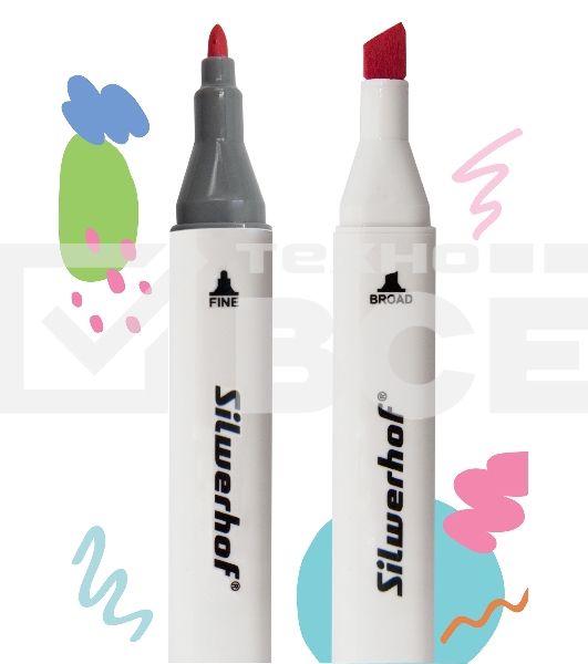 Набор маркеров для скетчинга Silwerhof двойной пиш. наконечник 1-7мм 24цв. пластиковая коробка (24шт.)