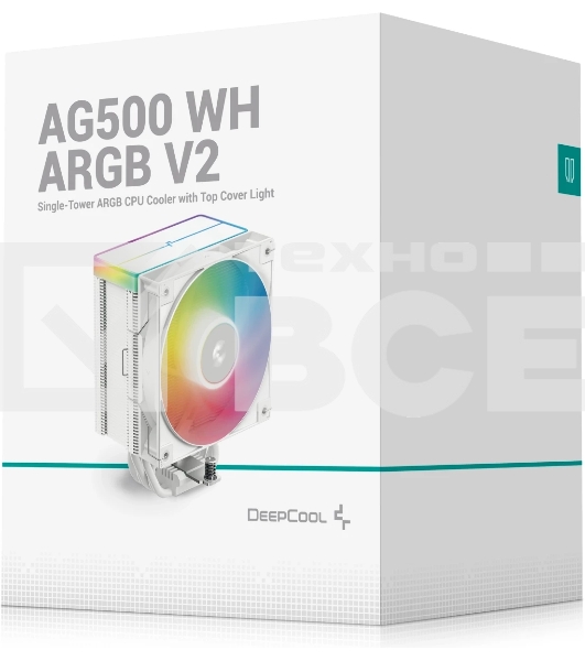 Кулер для процессора DEEPCOOL AG500 WH ARGB V2 белый 120мм алюминий+медь 1850rpm 29.4db 4-pin 240W 155мм