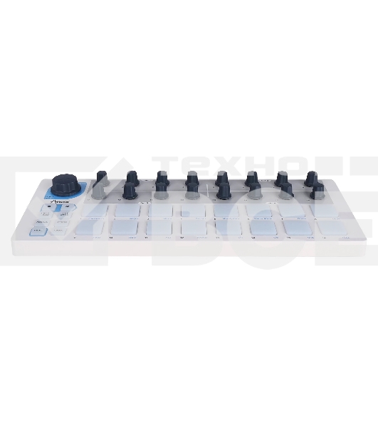 Контроллер MIDI [430101] Arturia [BeatStep] позволяет запускать клипы в Ableton Live, проигрывать ударные в BFD и EZDrummer, 16-шаговый аналоговый секвенсор, 16 пэдов, 16 энкодеров, CV выходы, USB In/Out, MIDI Out, совместимость с iPad