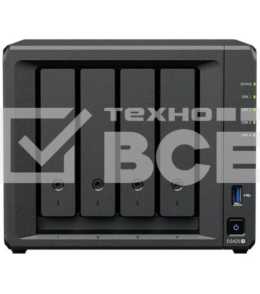 Сетевое хранилище Synology DiskStation DS425+ черный (Intel J4125/2Gb/4(3.5