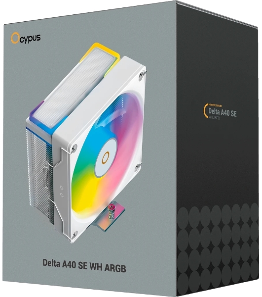 Кулер для процессора Ocypus Delta A40 SE WH ARGB, 120мм ARGB FAN, Top ARGB Panel, 4 HEAT PIPES, 4-PIN PWM, 800-1800 RPM, 31DBA, HYDRO BEARING, LGA115X/1200/1700/18XX, AM4/AM5