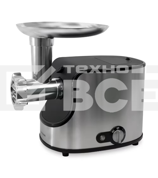 Мясорубка электрическая Samtron MG-105 серебристый , 1600 Вт, 1.6 кг/мин, реверс, защита от перегрузки, насадки - 8