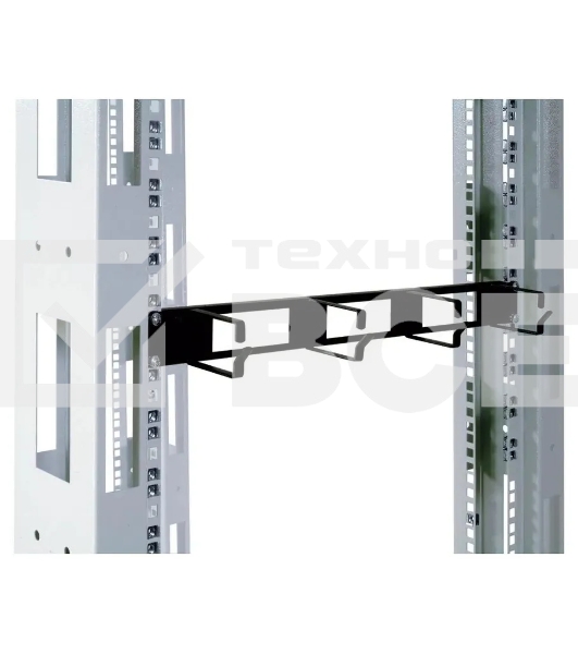 Горизонт. кабельный органайзер с окнами 19' 1U, 4 кольца, черный ЦМО