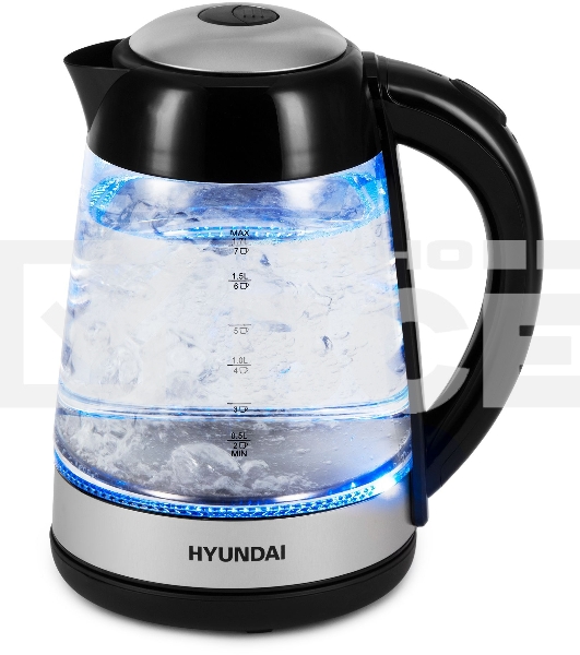 Чайник электрический Hyundai HYK-G3803 1.7л. 2200Вт черный/серебристый (корпус: стекло)