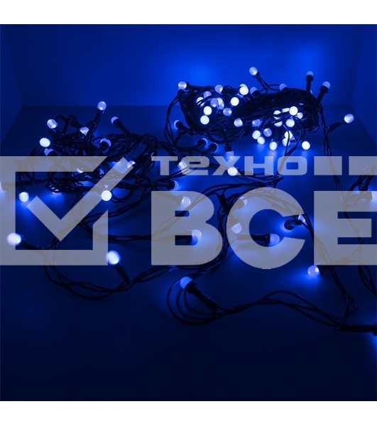 Гирлянда светод. Funray Минишарики, SE-MINI-110B, 10М, 100LED, синий, темно-зел. шн. 0,7м, контр.,