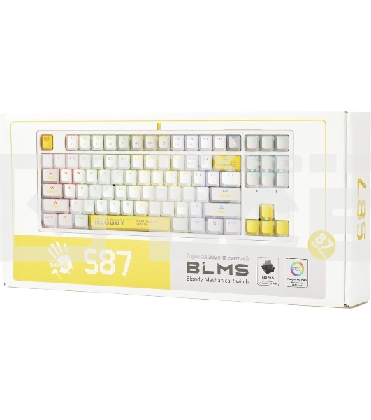 Клавиатура проводная A4Tech Bloody S87 Energy (S87 USB ENERGY WHITE) USB белый/желтый
