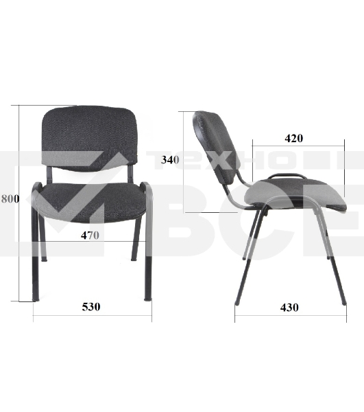 Стул OLSS ИЗО В-40 ткань темно-серый черная порошковая краска