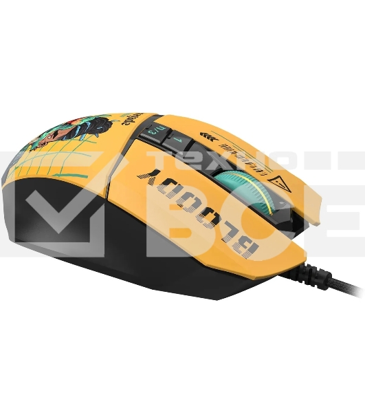 Мышь проводная A4Tech Bloody W63 Max Renegade желтый, 12000 dpi, USB, кнопки - 7