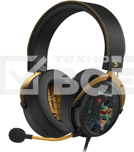 Наушники с микрофоном A4Tech Bloody M595 Renegade черный/рисунок 2.3м мониторные USB оголовье (M595)