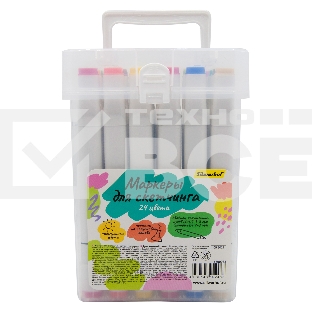 Набор маркеров для скетчинга Silwerhof двойной пиш. наконечник 1-7мм 24цв. пластиковая коробка (24шт.)