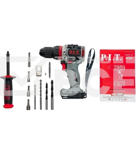 Дрель-шуруповерт аккумуляторная P.I.T. PSB20H-13D, Аккумуляторная, Без АКБ и ЗУ, Ударная