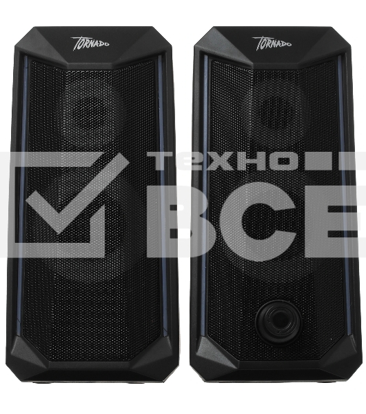 Акустическая система 2.0 Qumo Tornado AS008, 15 ВТ, объемное звучание, управляемая многорежимная RGb подсветка, USB/Jack 3,5мм