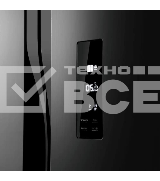 Холодильник Maunfeld MFF181NFSB черная сталь трехкамерный 320/154л морозилка снизу, Total No Frost, Side by Side