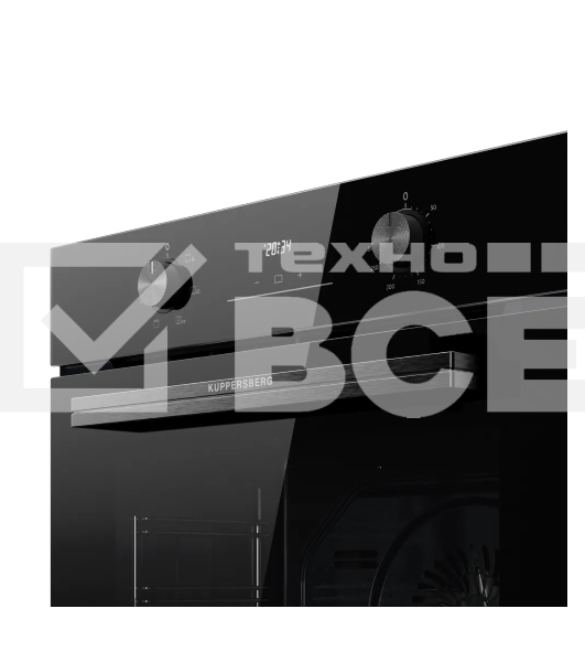 Духовой шкаф Kuppersberg HO 606 P Black line, High-Tech, 78 л, поворотное управление, утапливаемые переключатели, дисплей, таймер, 6 режимов, макс. температура 310 градусов, телескопические направляющие (на 1 уровень), цвет черный, цвет фурнитуры черный