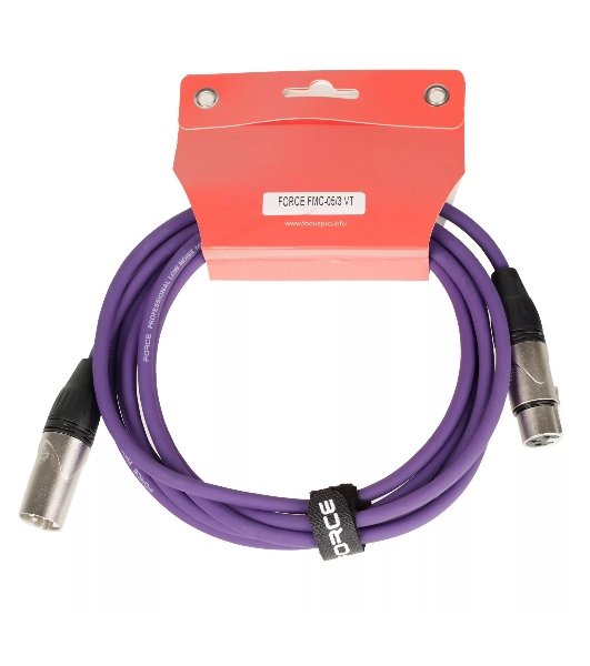 Микрофонный кабель FORCE FMC-05/3 VT XLR (F) -XLR (M), разъемы с никелевым корпусом и посеребренными контактами, 3 м, цвет фиолетовый