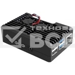 Компьютерный корпус закрытый Qumo Aluminum case with double black fans, Raspberry Pi 4, black(RS021), фото 1