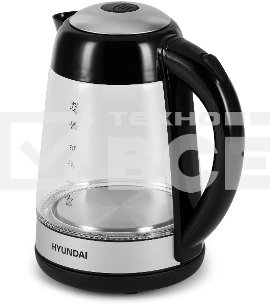 Чайник электрический Hyundai HYK-G3803 1.7л. 2200Вт черный/серебристый (корпус: стекло)