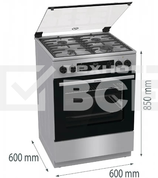 Плита комбинированная Gorenje GKS6C72XF нержавеющая сталь