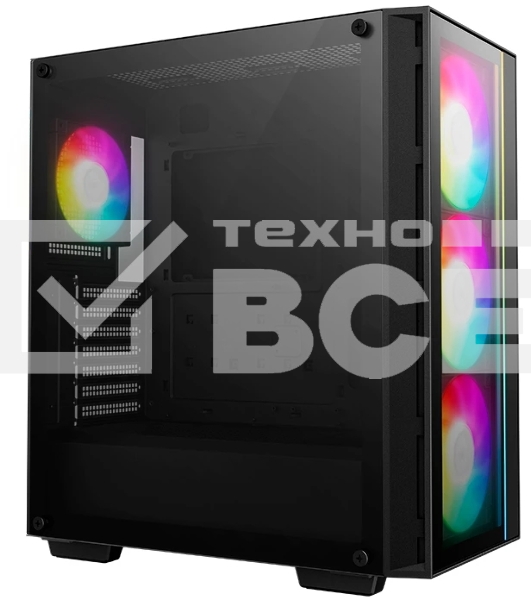 Компьютерный корпус Deepcool MATREXX 55 V4 без БП, боковое окно (закаленное стекло), 3xARGb LED 140мм вентилятора спереди, 1xARGb LED 120мм вентилятор сзади, черный, ATX
