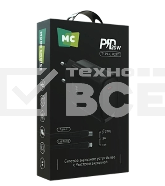 Сетевое зарядное устройство MORE CHOICE (4620202553478) NC67i СЗУ 1Type-C 3.0A PD 20W, черный