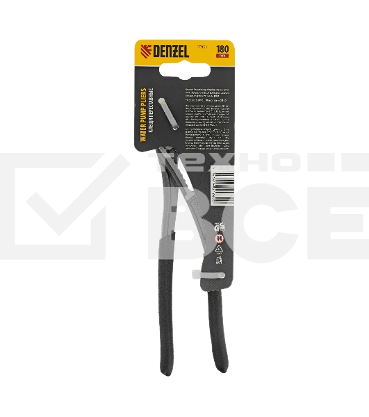 Клещи переставные Denzel обливные рукоятки, 180 мм