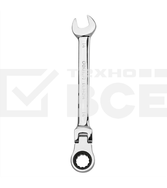 Набор комбинированных шарнирных ключей с трещоткой 8 шт Deli DL140208T Спецификация: 8,10,12,13,14,15,17,19мм. Сталь 40 Cr. Трещетка 50BV30 72Т.