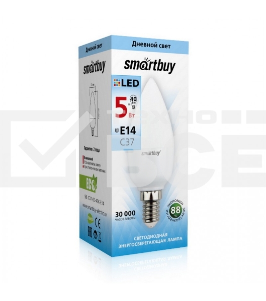 Светодиодная (LED) лампа Smartbuy-C37-05W/4000/E14 свеча на ветру матовая