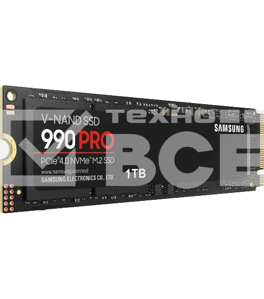 Накопитель SSD Samsung 990 Pro MZ-V9P1T0B/AM 1ТБ, M.2 2280, PCIe 4.0 x4, NVMe, M.2