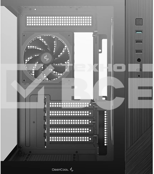 Компьютерный корпус Deepcool CG330 3F без БП, боковое окно (панорама), 3x120мм ARGB PWM вентилятора, черный, mATX
