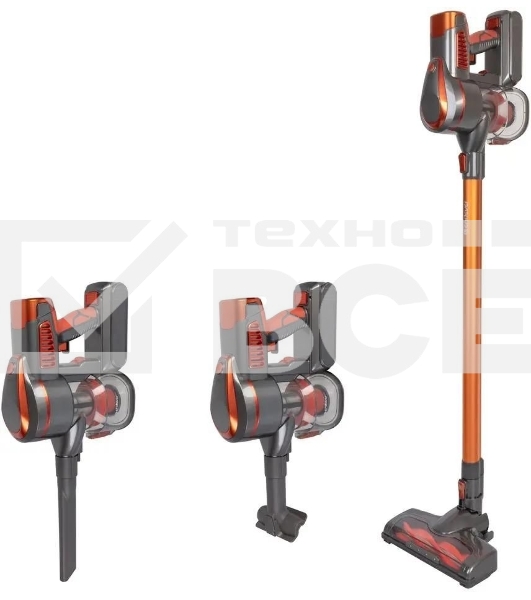 Пылесос вертикальный Endever SkyClean VC-301 черный/оранжевый, питание от аккумулятора, 75 Вт, уборка сухая, пылесборник 0,8 л