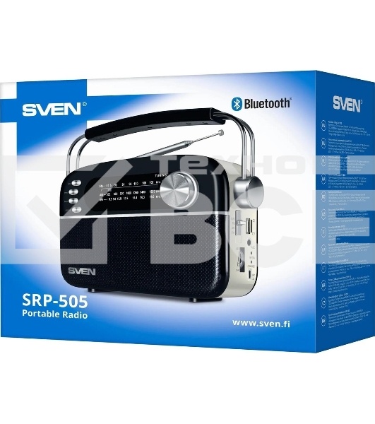Радиоприемник SVEN SRP-505 (4 Вт, FM/AM/SW, USB, SD/microSD, Bluetooth, 1200 мА·ч)черный