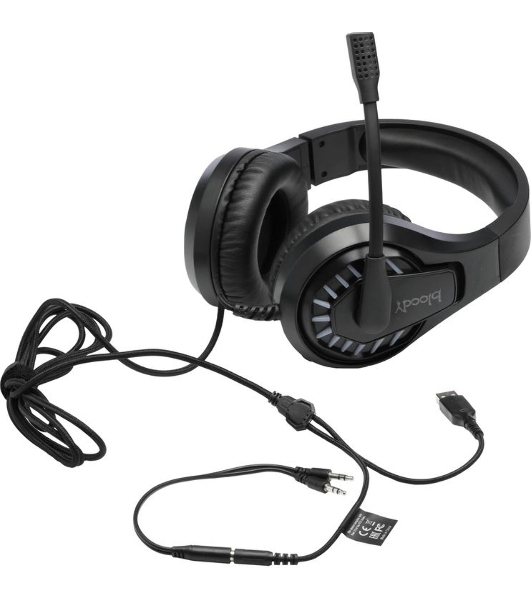 Гарнитура Bloody G230P чёрный, проводная, USB, подсветка