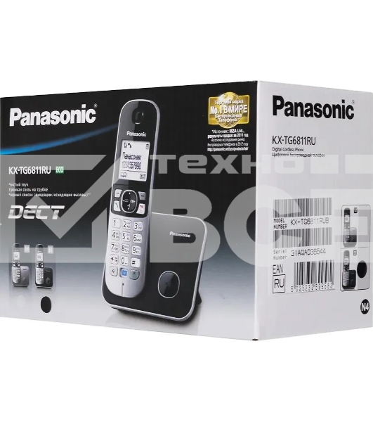 Телефон беспроводной (DECT) Panasonic KX-TG6811RUB (черный) {Беспроводной DECT,40 мелодий,телефонный справочник 120 зап.}