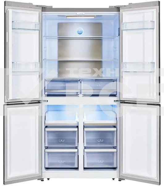 Холодильник LEX LCD505SsGID звездно серый/стекло трехкамерный 321/144 л морозилка снизу, No Frost, Side by Side