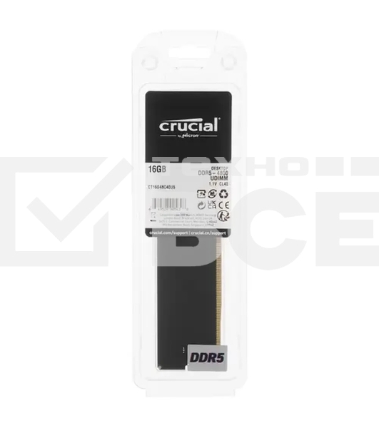 Оперативная память Crucial, DDR5, 16GB (1x16 GB), 4800 MHz, CL40, DIMM