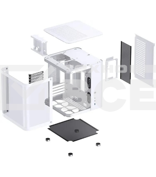 Корпус без блока питания JONSBO TK-1, Mini-Tower, TG, no fan, 1xUSB-A 3.2 + 1xUSB-C 3.2, mATX, mITX White