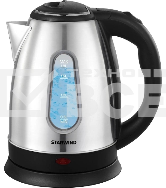 Чайник электрический Starwind SKS2100 1.8л. 1700Вт черный/прозрачный корпус: стекло
