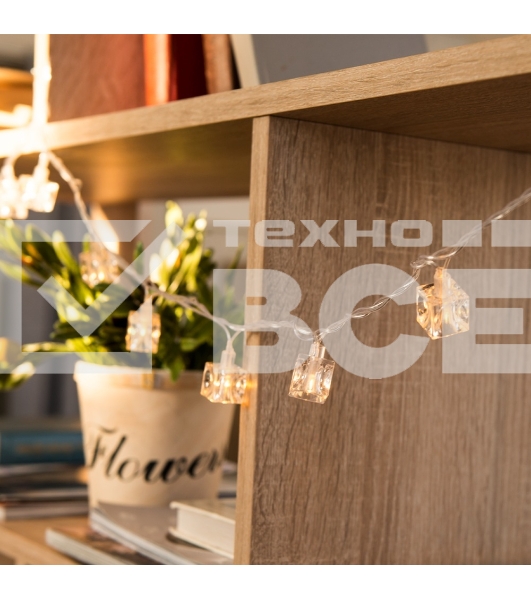 Гирлянда светод. Funray Кубики, SE-CUBE-440WW, 220В, 4м, 40LED, теплый белый, прозр шнур 3м,