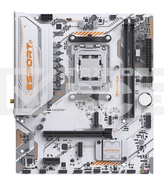 Материнская плата Maxsun MS-eSport B850M WIFI ICE, AM5, AMD B850, 2xDDR5, 2xSATA, 2xM.2, 1xPCIe 5.0 x16, 1xPCIe 3.0 x1, 1xHDMI 1.4, 1xDP, 1xRJ45, Wi-Fi 6, Bluetooth 5.2, 4xUSB-A 5Gbps, 2xUSB-A 2.0, 3x3.5 мм, 7.1, mATX
