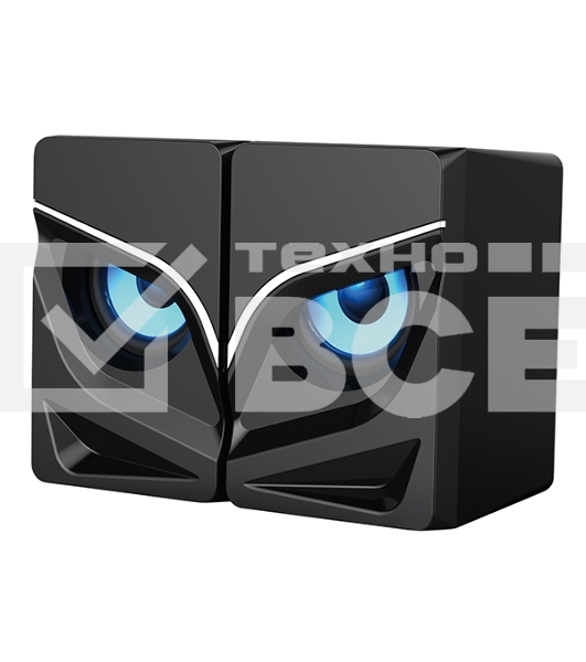 Акустическая система 2.0 Qumo Rage AS005, 10 ВТ, объемное звучание, синяя подсветка (отключаемая), USB/Jack 3,5мм