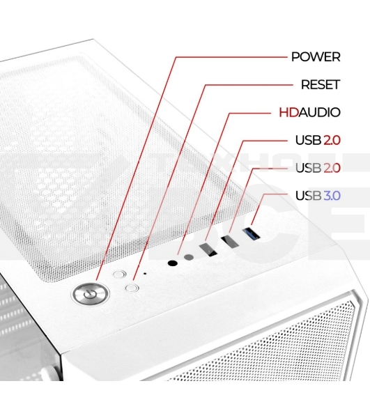Компьютерный корпус Ginzzu RX330 ATX FAN 12CM FRGb*4 Белый