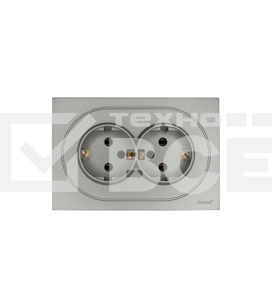 Розетка 2-м LEZARD СП OSEN с заземл. ПБТ, механизм, серый матовый 743-7400-127B