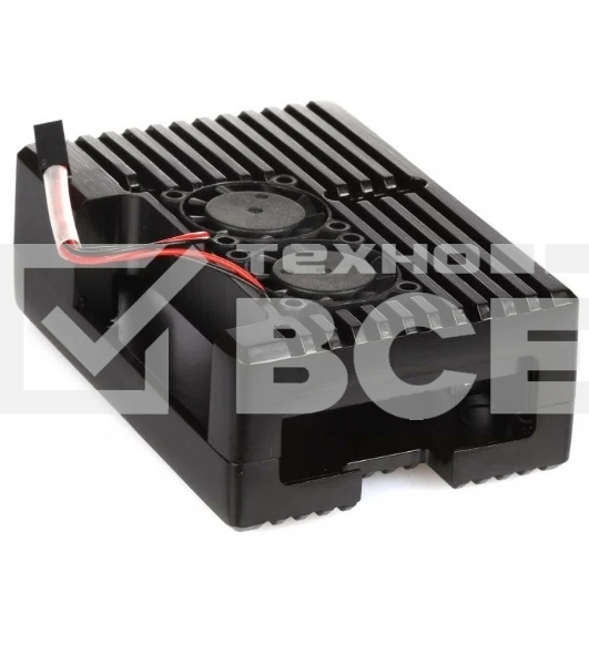 Компьютерный корпус закрытый Qumo Aluminum case with double black fans, Raspberry Pi 4, black(RS021)