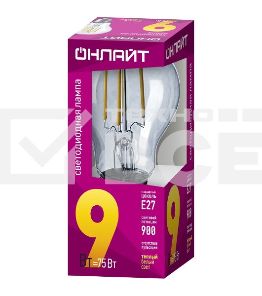 Лампа светодиодная ОНЛАЙТ 80874 OLL-F-A60-09-230-2.7K-E27