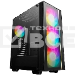 Компьютерный корпус Deepcool MATREXX 55 V4 без БП, боковое окно (закаленное стекло), 3xARGb LED 140мм вентилятора спереди, 1xARGb LED 120мм вентилятор сзади, черный, ATX, фото 1